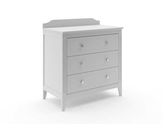Commode met 3 lades Heritage Grijs met gesmede messing knop