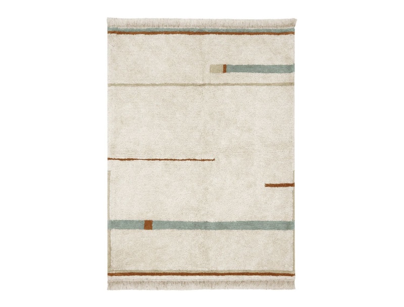Rechthoekig machinewasbaar vintage tapijt in blauw
