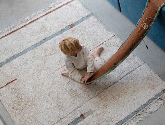 Soft blue Vintage rectangular rug
