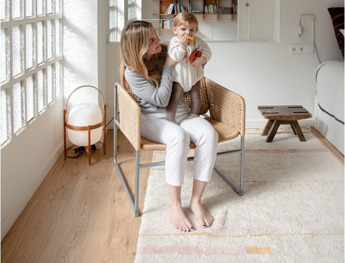 Superzacht vintage tapijt in zacht roze