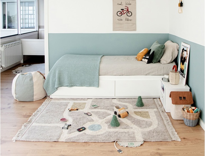 Tapis Ecocity lavable en coton naturel, tapis de jeux.