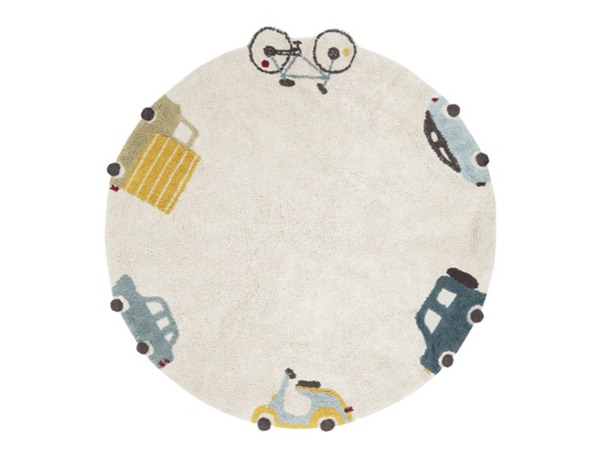 Tapis rond ludique pour enfant en coton