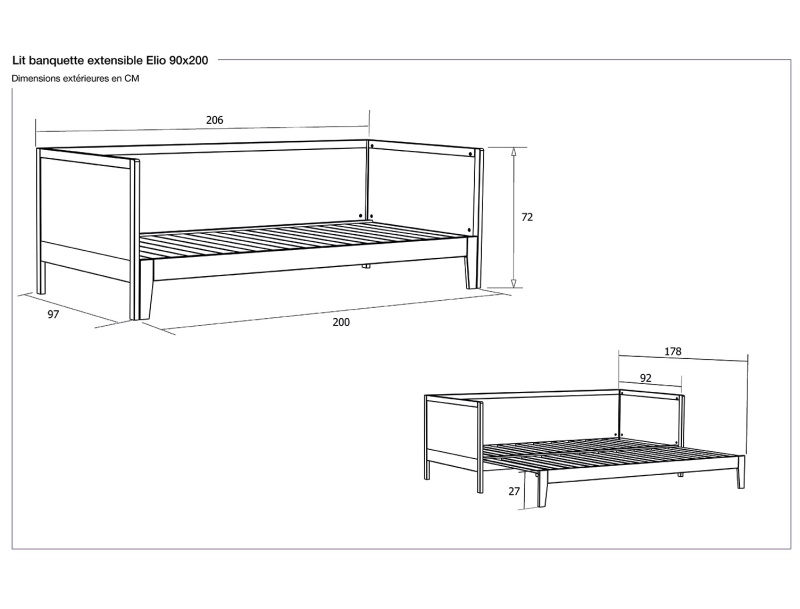 Dimensiones Cama Sofá Elio Madera