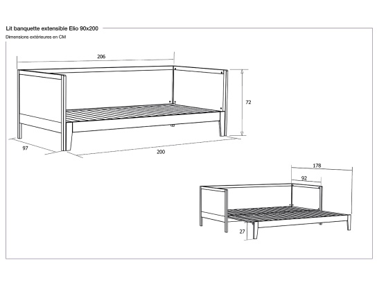 Dimensioni Letto Divanetto Elio Legno