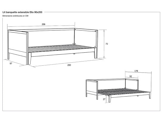 Dimensions Lit Banquette Elio Bois