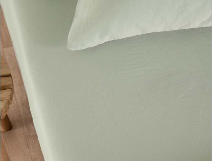 Spannbettlaken Lindengrün 90x190cm Bio-Baumwollsatin GOTS-zertifiziert