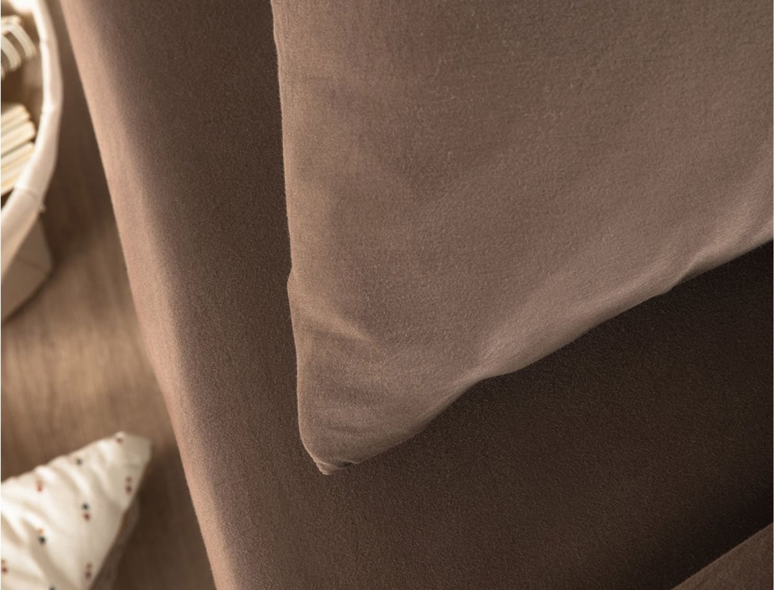 Lenzuolo con angoli marrone 90x200 cm in raso di cotone biologico