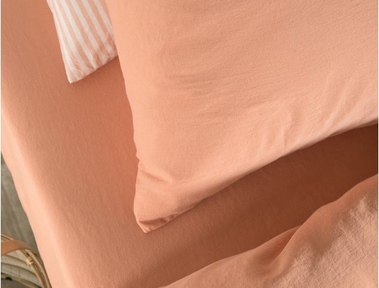 Drap housse peach 90x200 cm satin de coton bio