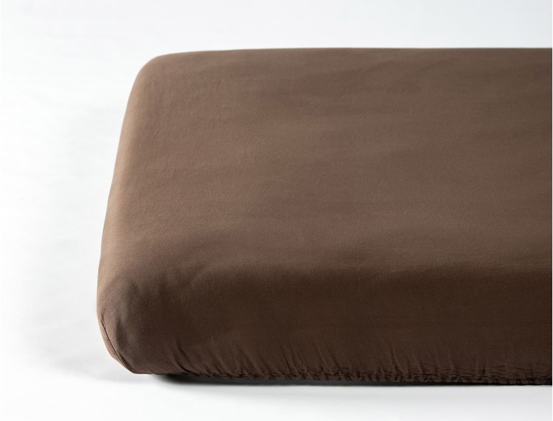Lenzuolo con angoli 70x140 in raso di cotone biologico lavato marrone