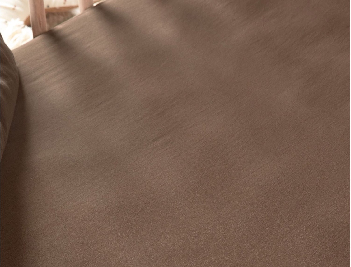 Drap housse bébé satin de coton brun