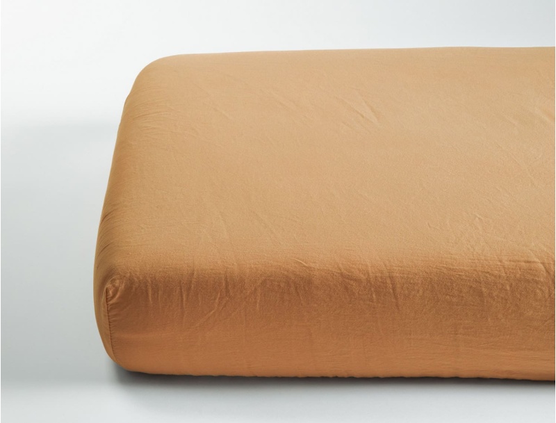 Fitted sheet 70x140 washed organic cotton sateen amber