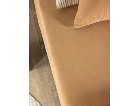 Spannbettlaken Ambre aus gewaschener Bio-Baumwolle-Satin