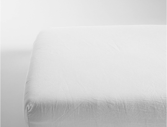 Lenzuolo con angoli Bianco gesso 140x190 Raso di cotone biologico lavato
