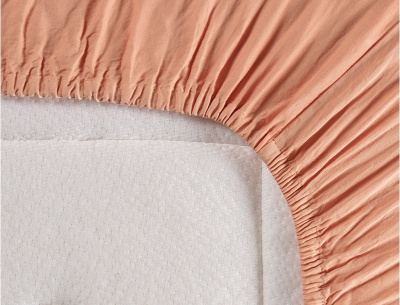 Bio-Baumwollsatin-Spannbettlaken GOTS Peach gewaschen