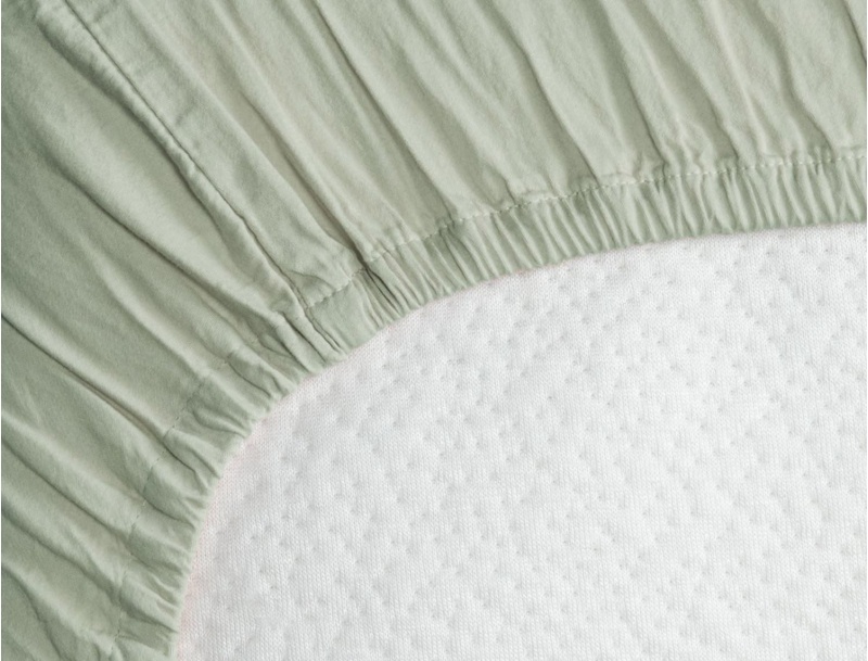 Drap housse Satin de coton bio lavé GOTS Tilleul
