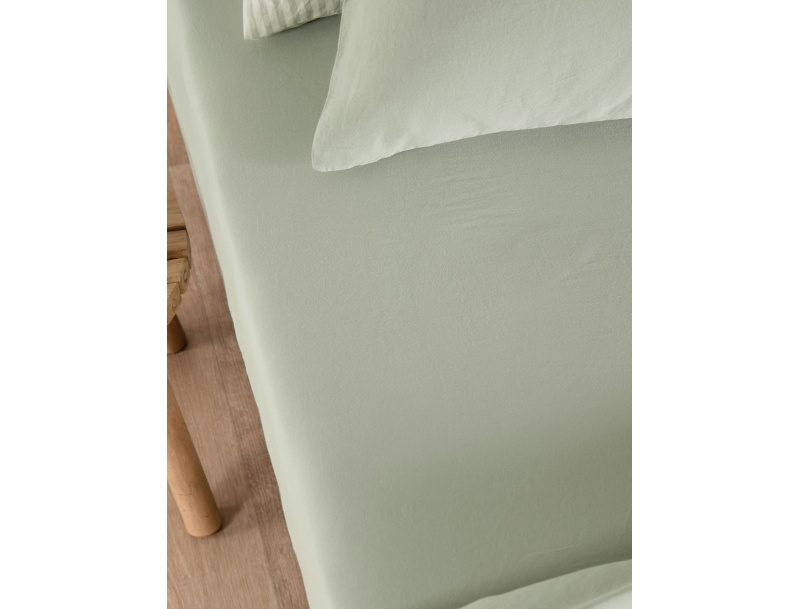 Drap housse Tilleul Satin de coton bio lavé