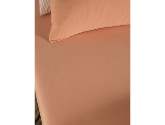 Hoeslaken Peach Gewassen biologisch katoensatijn