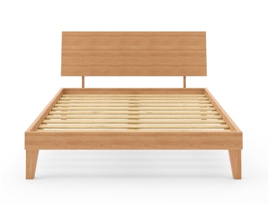 Bed met massief beuken hoofdeinde Baden met 160x200 latten van massief grenen