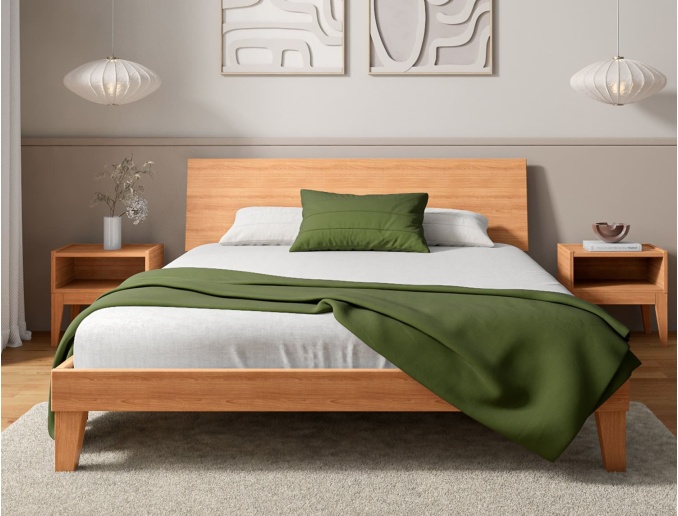 Solid beech bed with full headboard Baden 160x200
