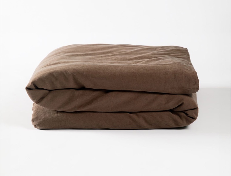 Funda nórdica bebé de satén de algodón orgánico lavado 100x140cm Marrón