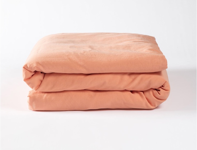 Baby duvet cover washed organic cotton sateen 100x140cm Peach