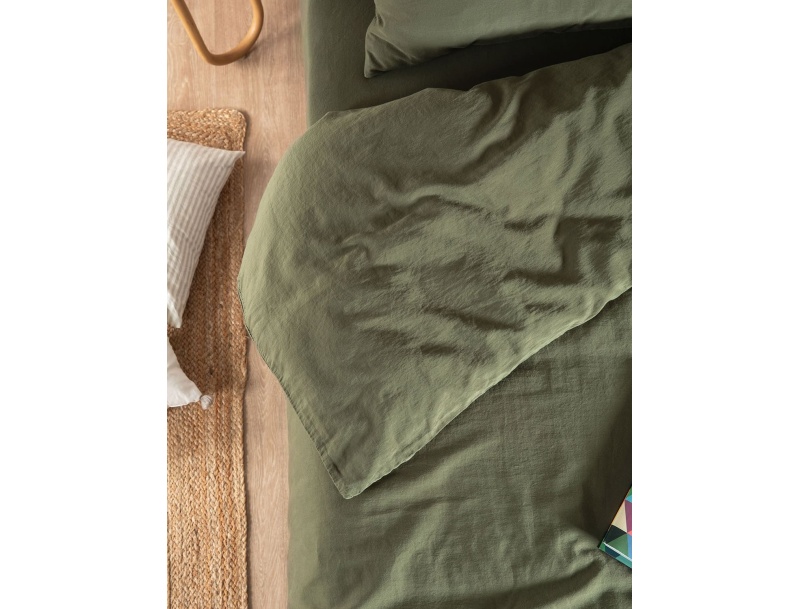 Housse de couette satin de coton bio 140x200 Vert Cyprès