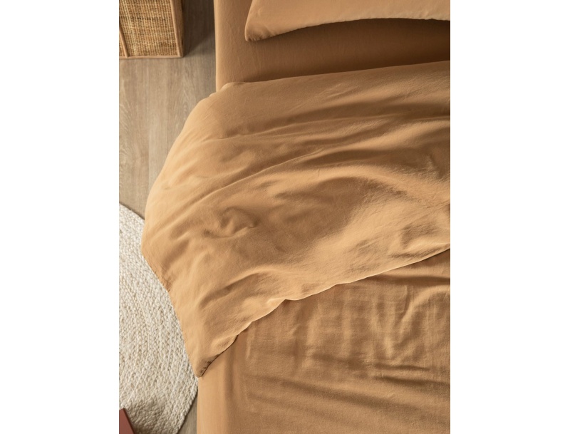 Bio-Baumwollsatin Bettbezug 140x200 Ambre