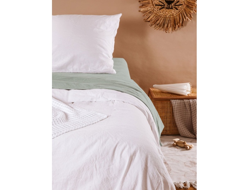 Bio-Baumwollsatin Bettbezug 140x200 Kreideweiß