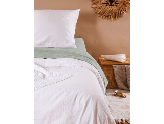 Housse de couette satin de coton bio 140x200 Blanc craie