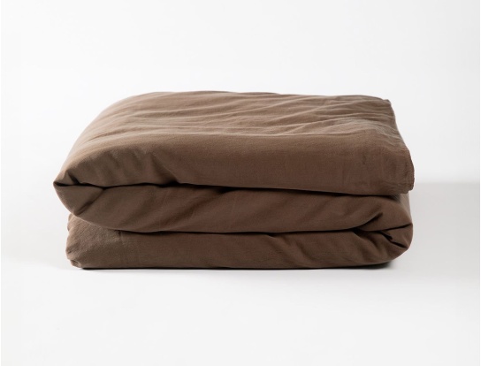 Housse de couette 140x200 satin de coton bio lavé Brun