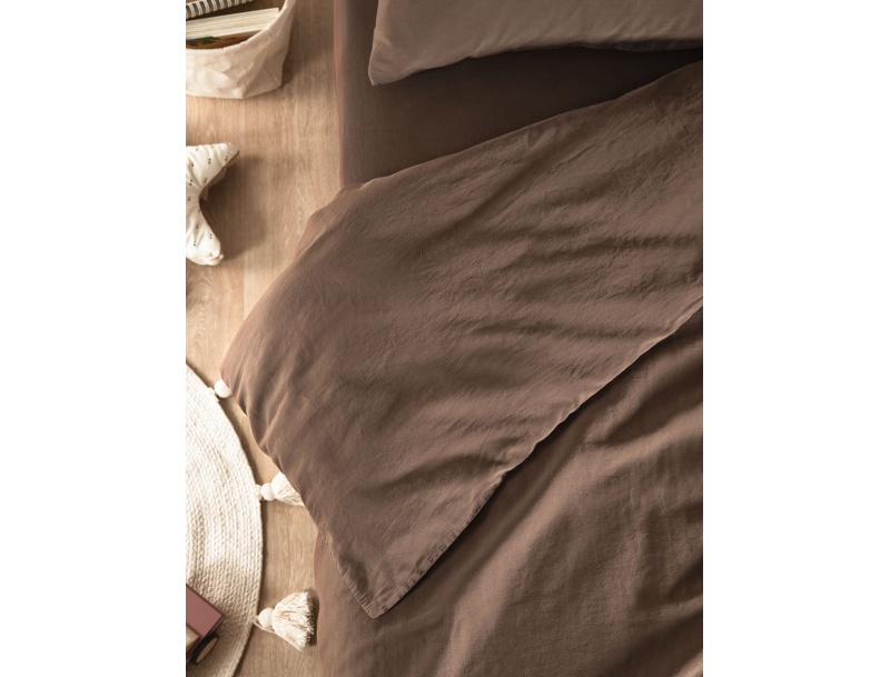 Bio-Baumwollsatin Bettbezug 140x200 Braun