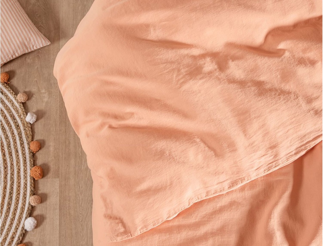 Housse de couette 140x200cm satin de coton bio GOTS Peach