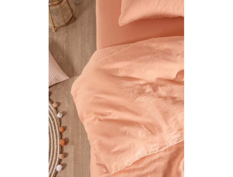 Bio katoenen satijnen dekbedovertrek 140x200 Peach