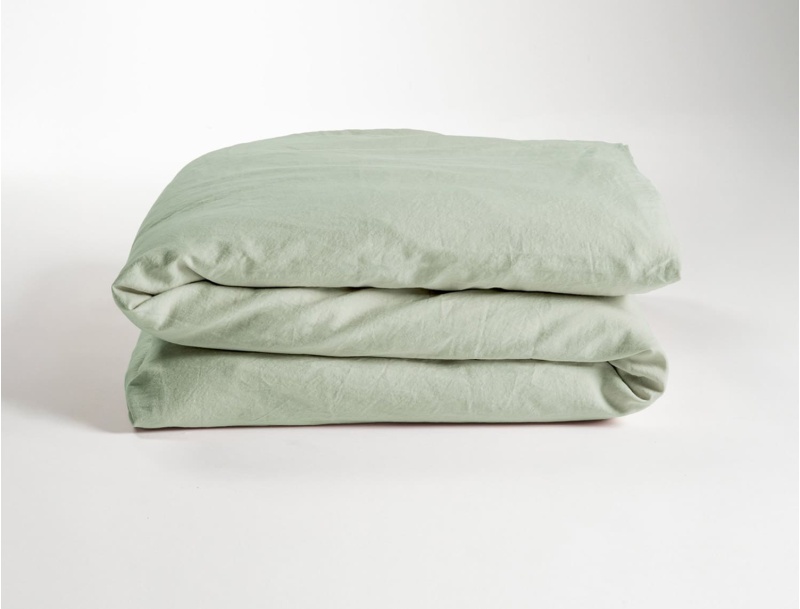 Housse de couette 140x200 satin de coton bio lavé Tilleul