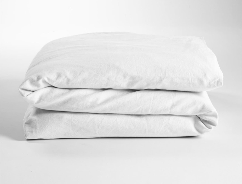 Housse de couette 140x200 satin de coton bio lavé Blanc craie