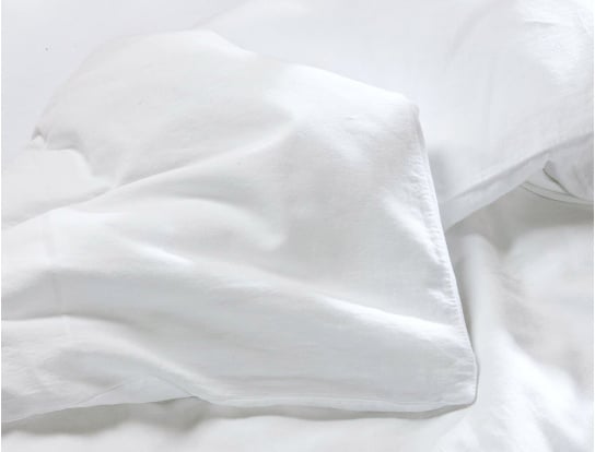 Housse de couette satin de coton bio lavé 240x220 Blanc craie
