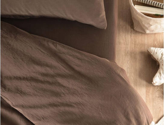Housse de couette Brun satin de coton