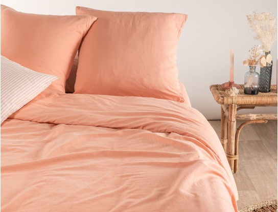 Housse de couette 240x220cm satin de coton bio GOTS Peach