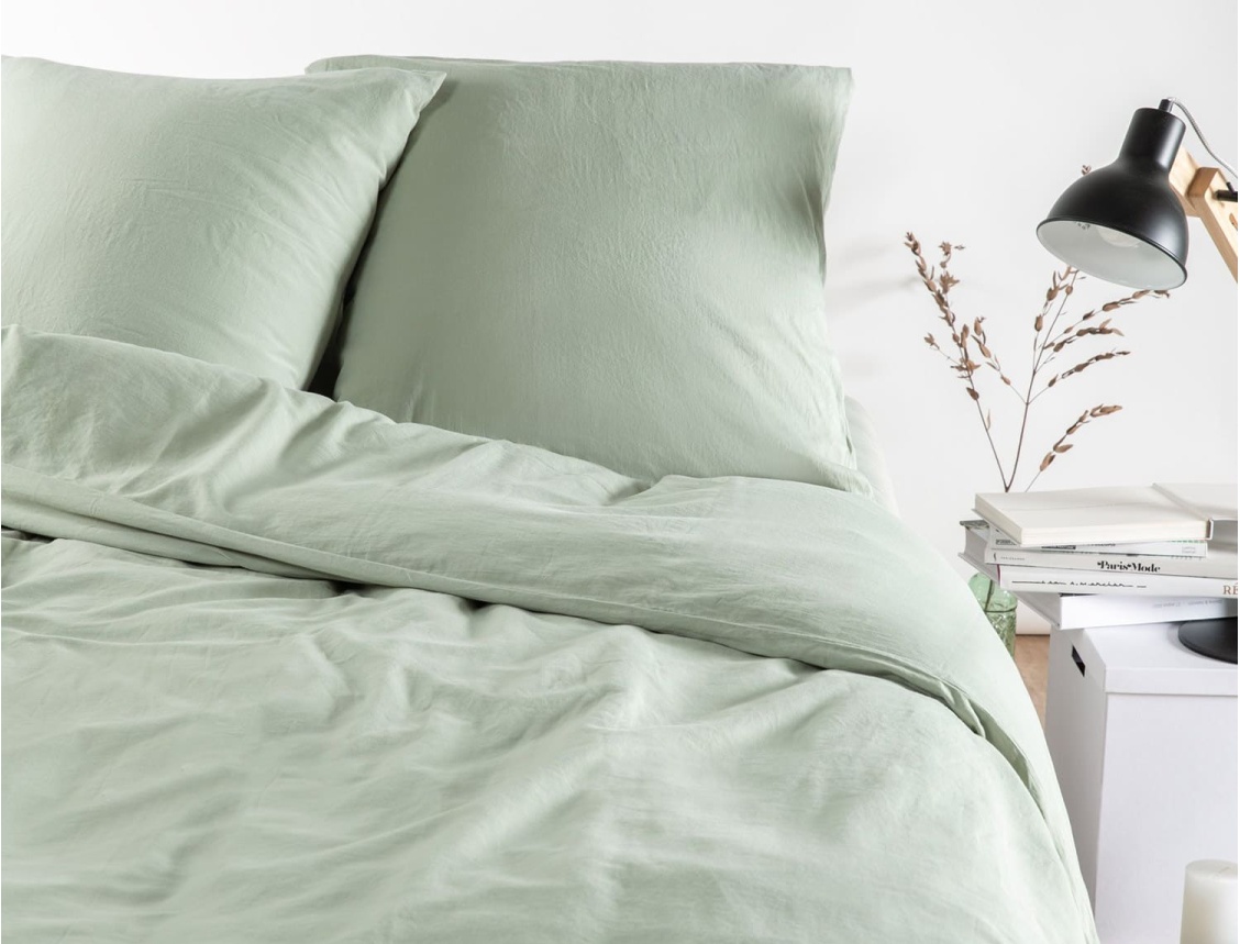 Housse de couette 240x220cm satin de coton bio GOTS Tilleul