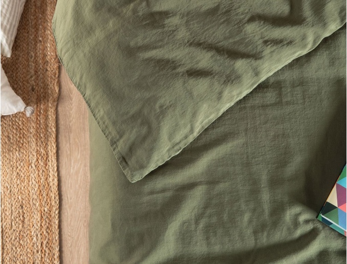 Copripiumino in raso di cotone biologico lavato 240x220 Verde cipresso