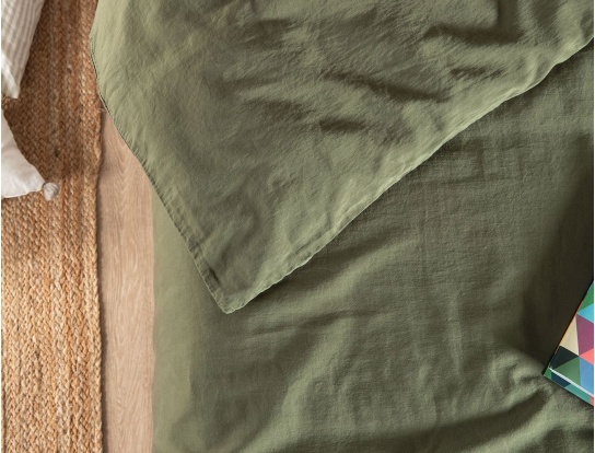 Housse de couette satin de coton bio lavé 240x220 Vert cyprès