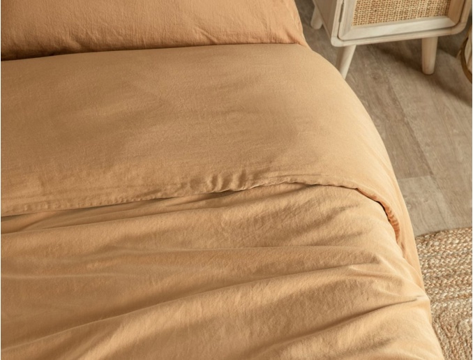 Dekbedovertrek gewassen biologisch katoensatijn 260x240 Ambre