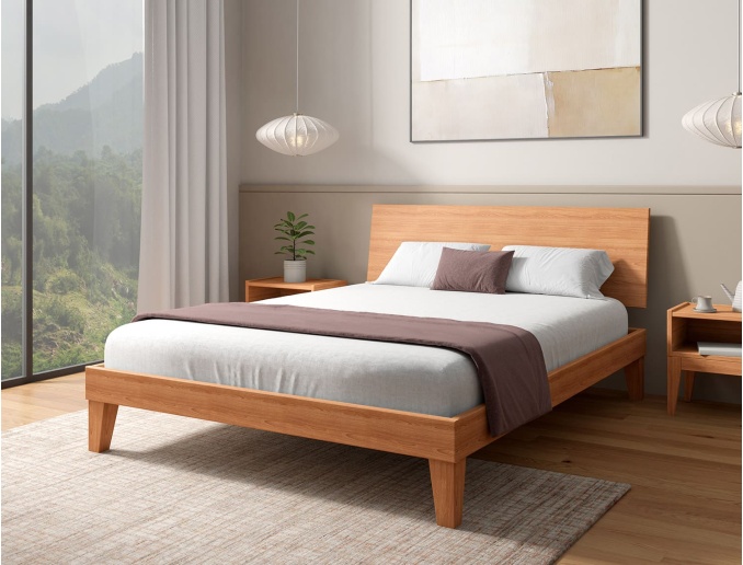 Cama con cabecero macizo de haya Baden