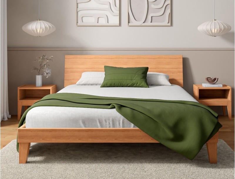 Cama 160x200 de madera maciza Baden con cabecero completo