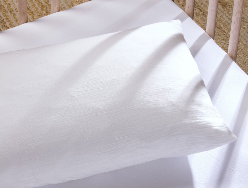 Federa per cuscino bebè Bianco gesso in raso di cotone biologico certificato GOTS