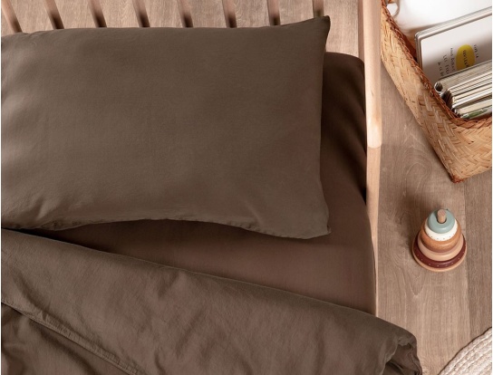 Taie d'oreiller bébé 40x60cm 120 fils Brun