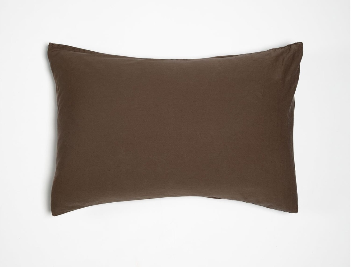 Federa per cuscino 40x60 Marrone in raso di cotone biologico lavato