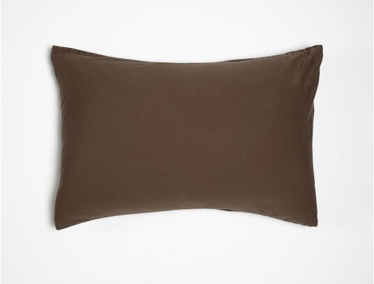 Taie oreiller 40x60 Brun satin de coton bio lavé
