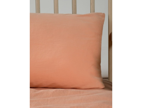 Funda de almohada bebé Peach de satén de algodón orgánico certificado GOTS