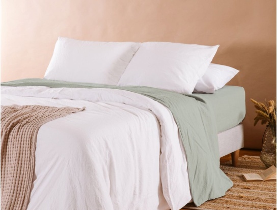 Funda de almohada 50x70cm Satén de algodón Blanco tiza GOTS